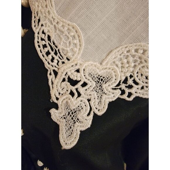 Vintage Lisa II  80s Black Knee-High Dress with White Lace Collar Size 14 - Picture 14 of 16